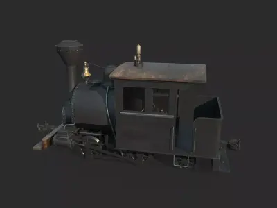 Old-fashioned steam locomotive using wood as fuel 3D model