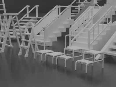 Industrial Modular Stairs and Ladders Pack 16 Game-Ready Assets Low-poly 3D model
