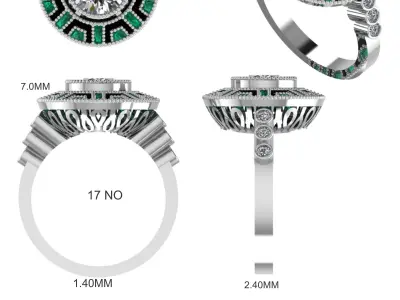 Antique Bezel Round diamond ring gem stone  ring 3D print model