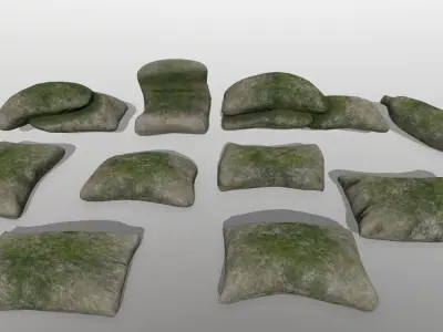 sandbag pile of rocks Low-poly 3D model