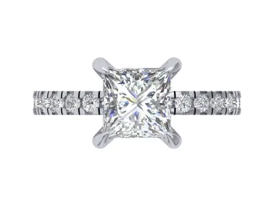 Long Princess Cut Ring 3D print model
