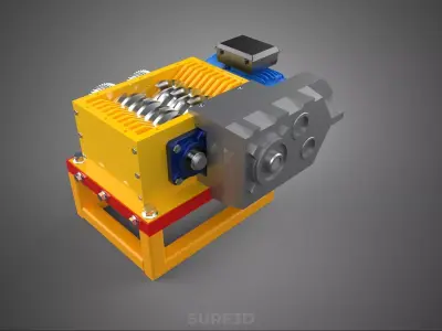 COMPACT 2 SHAFT SHREDDER GRINDER CRUSHER MACHINE ELECTRIC MOTOR 3D model