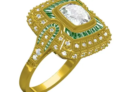 Antique Art Deco Vintage Ring 3 3D print model