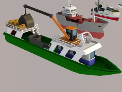fishing fleet Low-poly 3D model