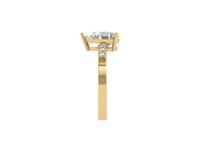 Pear Art Deco Ring 3D print model 6