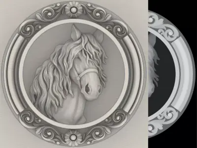  Horse CNC art 3d grayscale image 3D print model