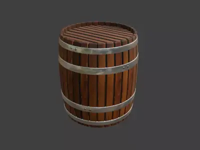 Realistic Wooden Barrel Game Ready PBR 3D Model Blender - FBX 3D model