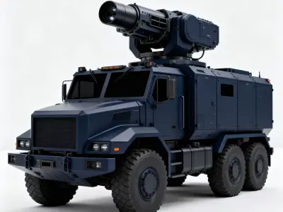 Realistic Mobile Laser Cannon 3D Model Low-poly 3D model