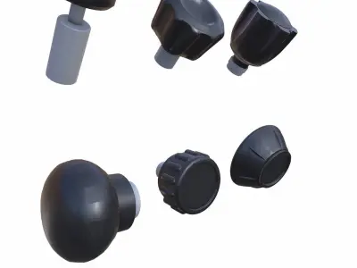 Industrial 12 Knobs Set Low-poly 3D model