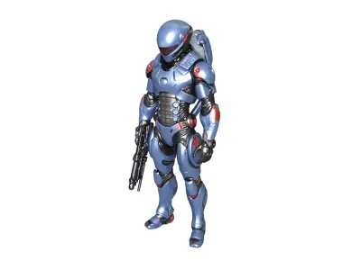 High-Quality Sci-Fi Soldier 3D Model Futuristic Armored Warrior  3D model