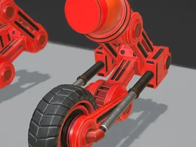 Hydraulic Suspension with Tires Neon Red Version Rigged Low-poly 3D model