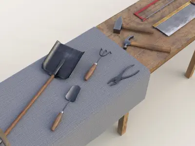 PBR Assets - Farm Tools Low-poly 3D model