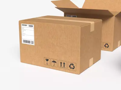 Cardboard Box  Medium  Open  Closed Mini Pack PBR 3D model