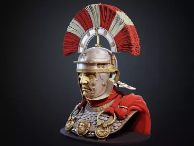 Ancient Roman Gaulish legionary centurion  bust statue 3D model
