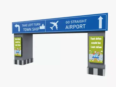Road Safety Height Barrier Low-poly 3D model