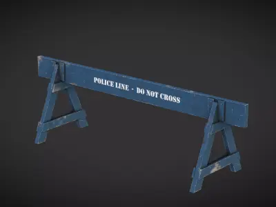 Police Barrier Wooden Low-poly 3D model