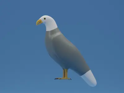 Cartoon Cute Bird Bald Eagle Low-poly 3D model
