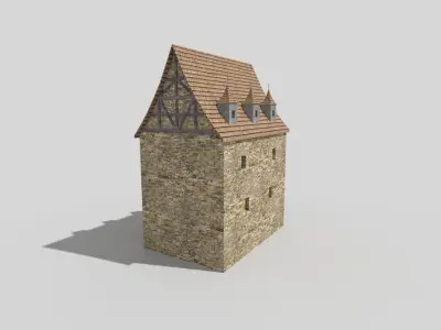 medieval building Low-poly 3D model