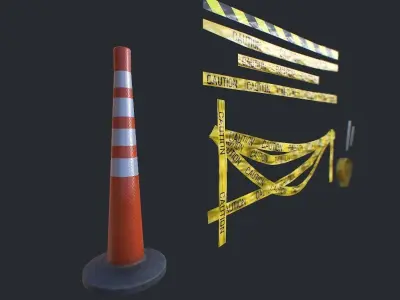 Caution Tape Low-poly 3D model
