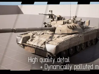 T80U MBT V082 Vehicle Blueprint Early Low-poly 3D model