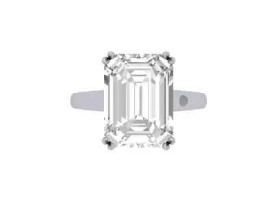 Emerald Solitaire Ring 3D print model 14