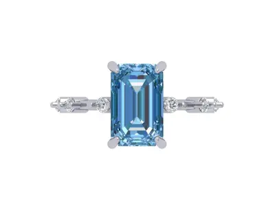 Emerald Solitaire Ring 3D print model 50