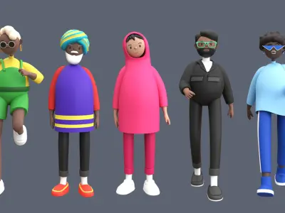 Characters 4 06 nationalities 3D model