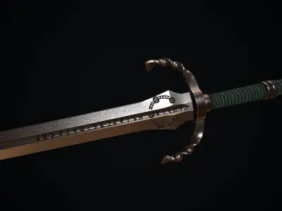 Witcher silver sword Low-poly 3D model