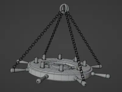 Ships Wheel Chandelier Low-poly 3D model