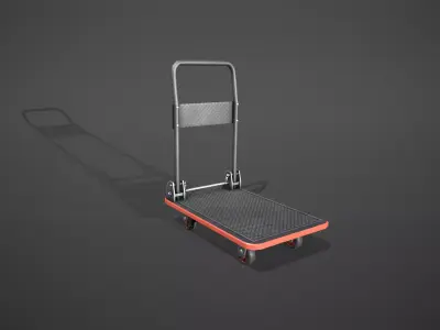 Folding Platform Truck - Trolley - Red Accents Low-poly 3D model