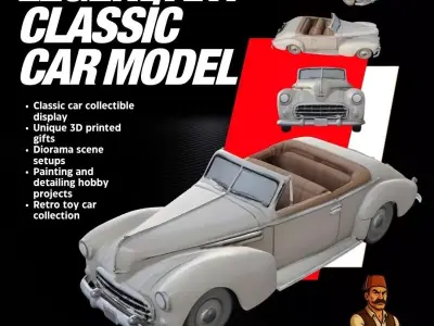Sporty Classic Car Model V2  Unique Design for 3D Printing 3D print model