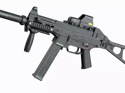 HK UMP 45 Tactical Low-poly 3D model