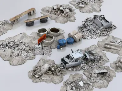 Urban ruins Low-poly 3D model