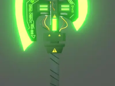  Cyberpunk Axe Low-poly 3D model