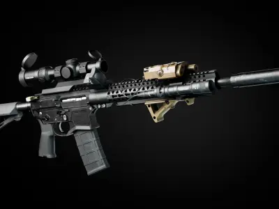 Custom Modular Assault Rifle AR-15  Low-poly 3D model