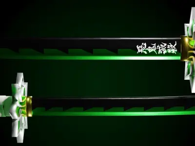 Demon Slayer Sanemi Shinazugawa Green Sword Low-poly 3D model