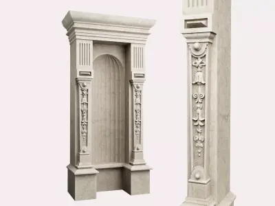 Classic architectural niche portal for statues vases Low-poly 3D model