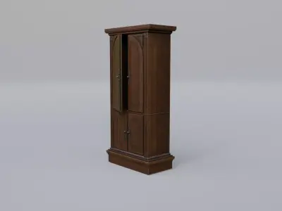 Wardrobe tall wooden cabinet Free low-poly 3D model purchase