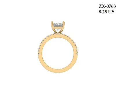 Radiant Solitaire Ring Bridal Set 3D print model