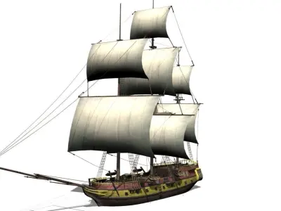 Warship brig Low-poly 3D model by sobul