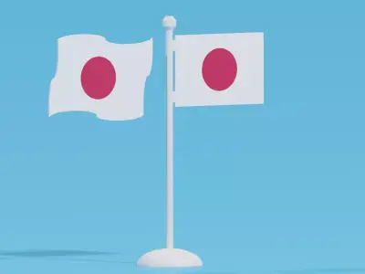 Cartoon Japanese Flag 3D model
