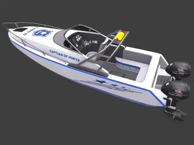 Police Speedboat Low-poly PBR Low-poly 3D model