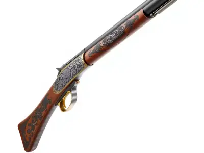 Elegant Wooden Rifle model pack Low-poly 3D model