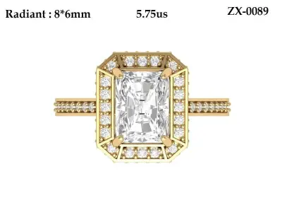 Emerald Art Deco Ring 3D print model 13