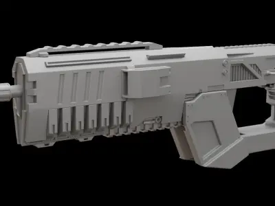 Mecha hard surface assault rifle 3D model buy