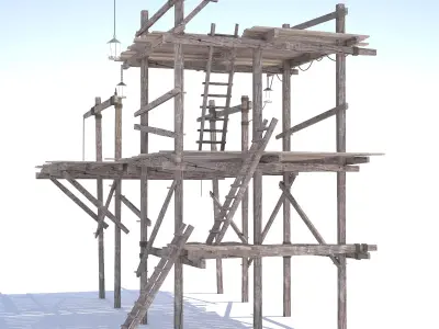 Old wooden scaffolding 3D model