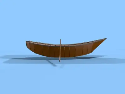 Boat Low Poly wooden with paddle Low-poly 3D model