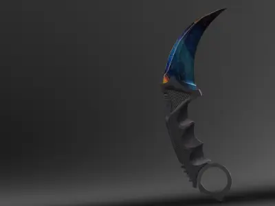 Karambit Knife Colorful Diamonds Style Low-poly 3D model
