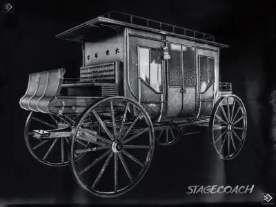Stagecoach old fashioned wagon Low-poly 3D model