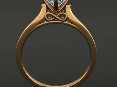 Solitaire 4 Prong Infinity Label Gallery Engagement Ring 3D print model